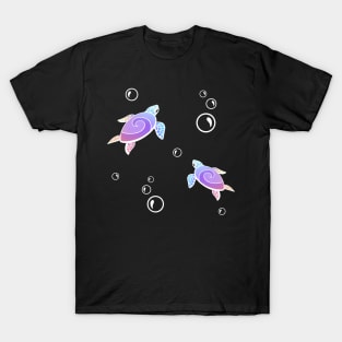 Cute Rainbow Pastel Turtle With Bubbles T-Shirt